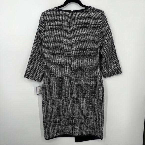 NWT Doncaster Tweed Asymmetrical Black Mini Dress Sheath Bodycon Size 6 - Picture 9 of 13